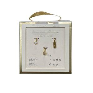 Demi Fine Collection Charm Pack 14K Gold Plated Cubic Zirconia Nickel Free Jewel